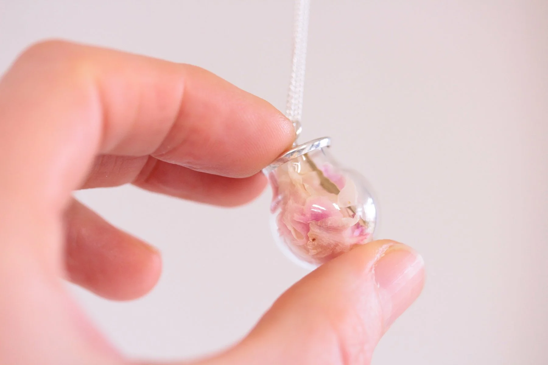 Medium Pink Peony Petal Necklace | Slight Seconds | Super Seconds Festival | Sterling Silver 30" Chain (R2)
