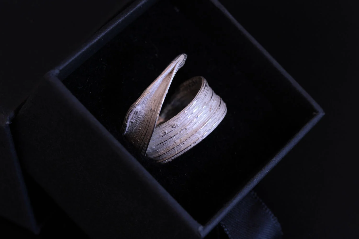 Lizzy Chambers Wide Band Silver Leaf Ring with Overlap Mitsuro Hikime (4).jpg