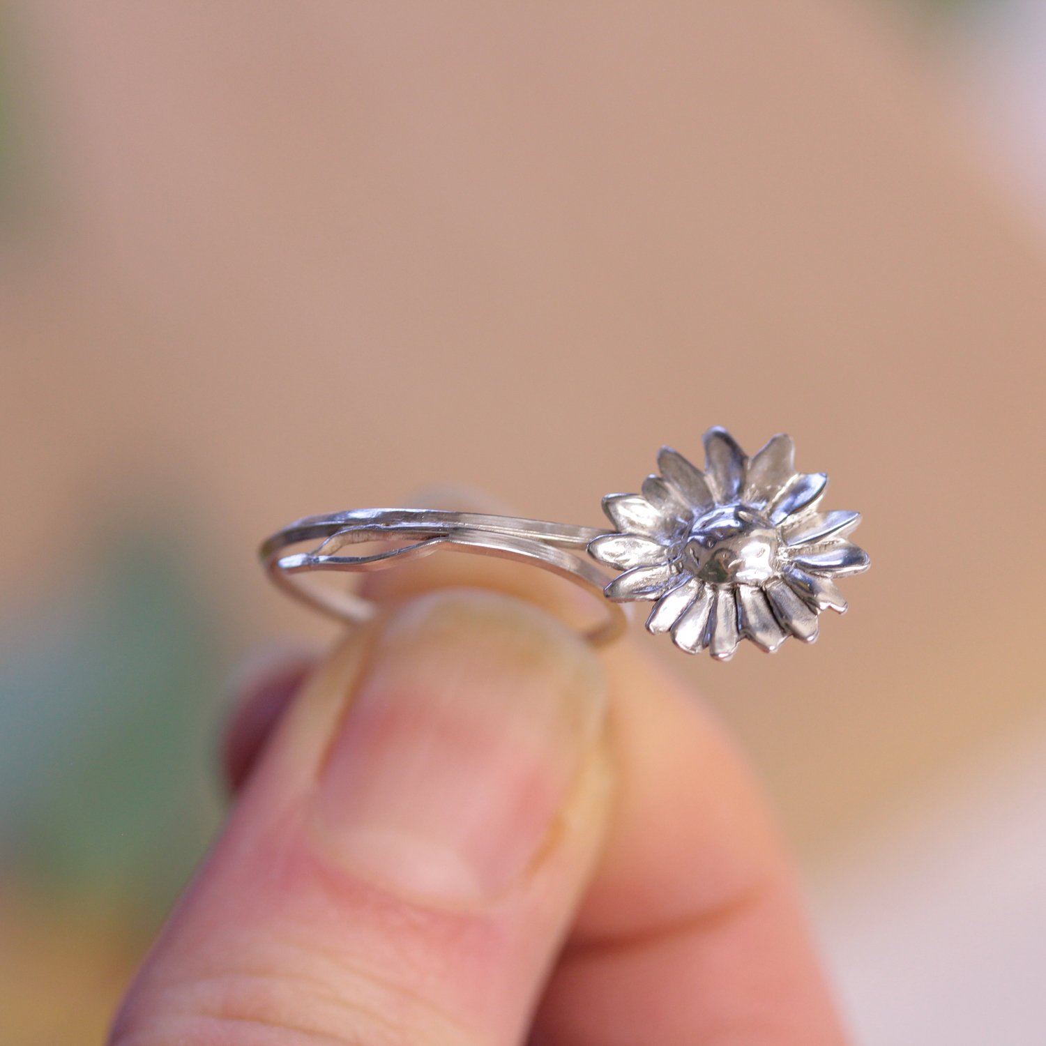 Statement single daisy ring sterling silver by Lizzy Chambers 7.jpg