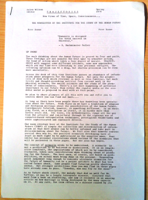 Robert Anton Wilson's Trajectories : The Newsletter of the Institute for the Study of the Human Future