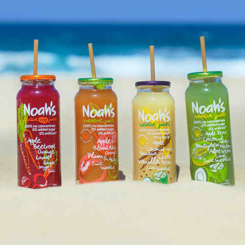 Four Glass Bottles Noah's Juice