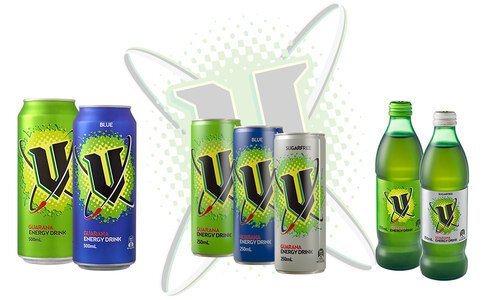 V energy drink 500ml cans, 250ml cans and 350ml bottles