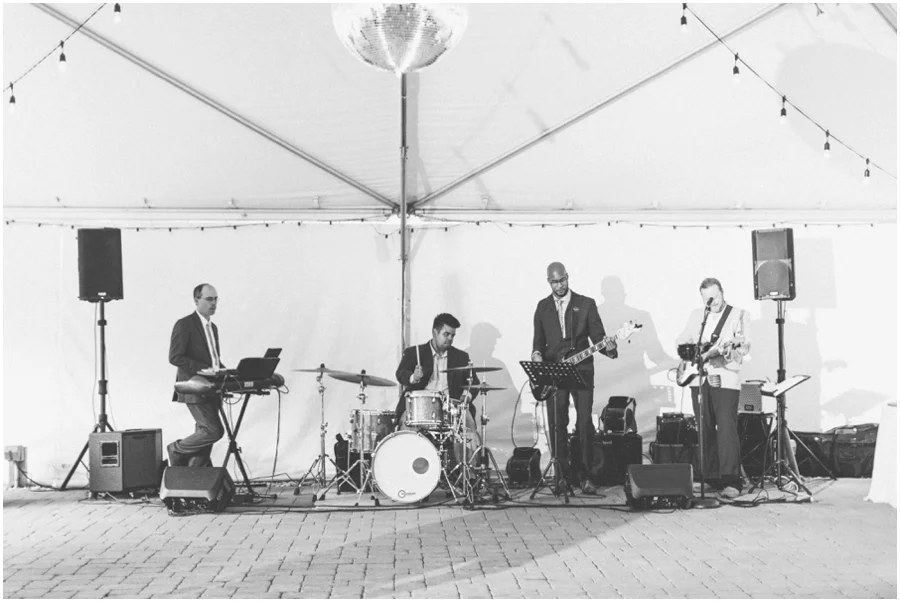 We're not sure what we love more: the live band or disco ball!
