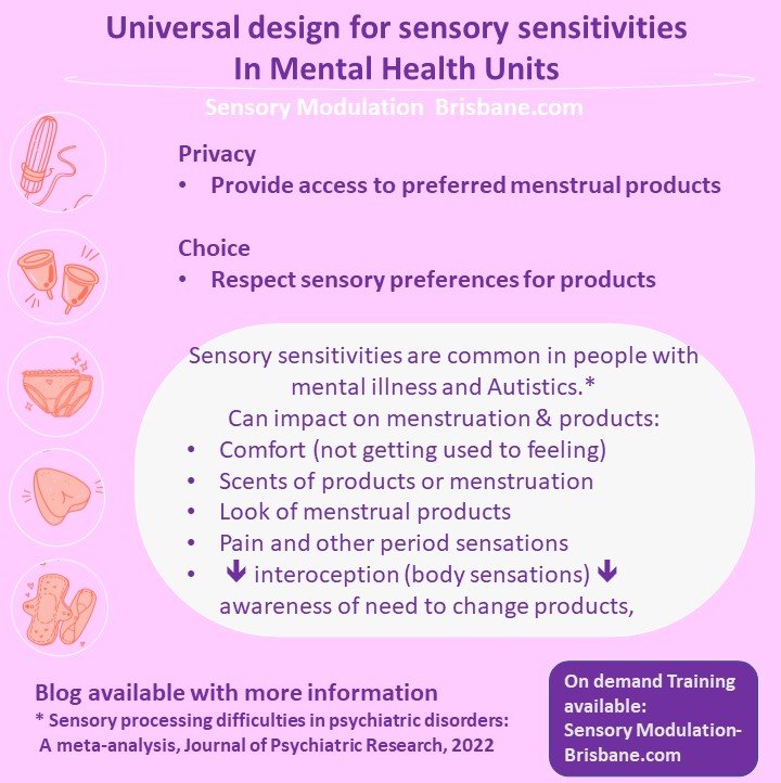 Providing choice of menstrual products &nbsp;in Mental Health Unit Design