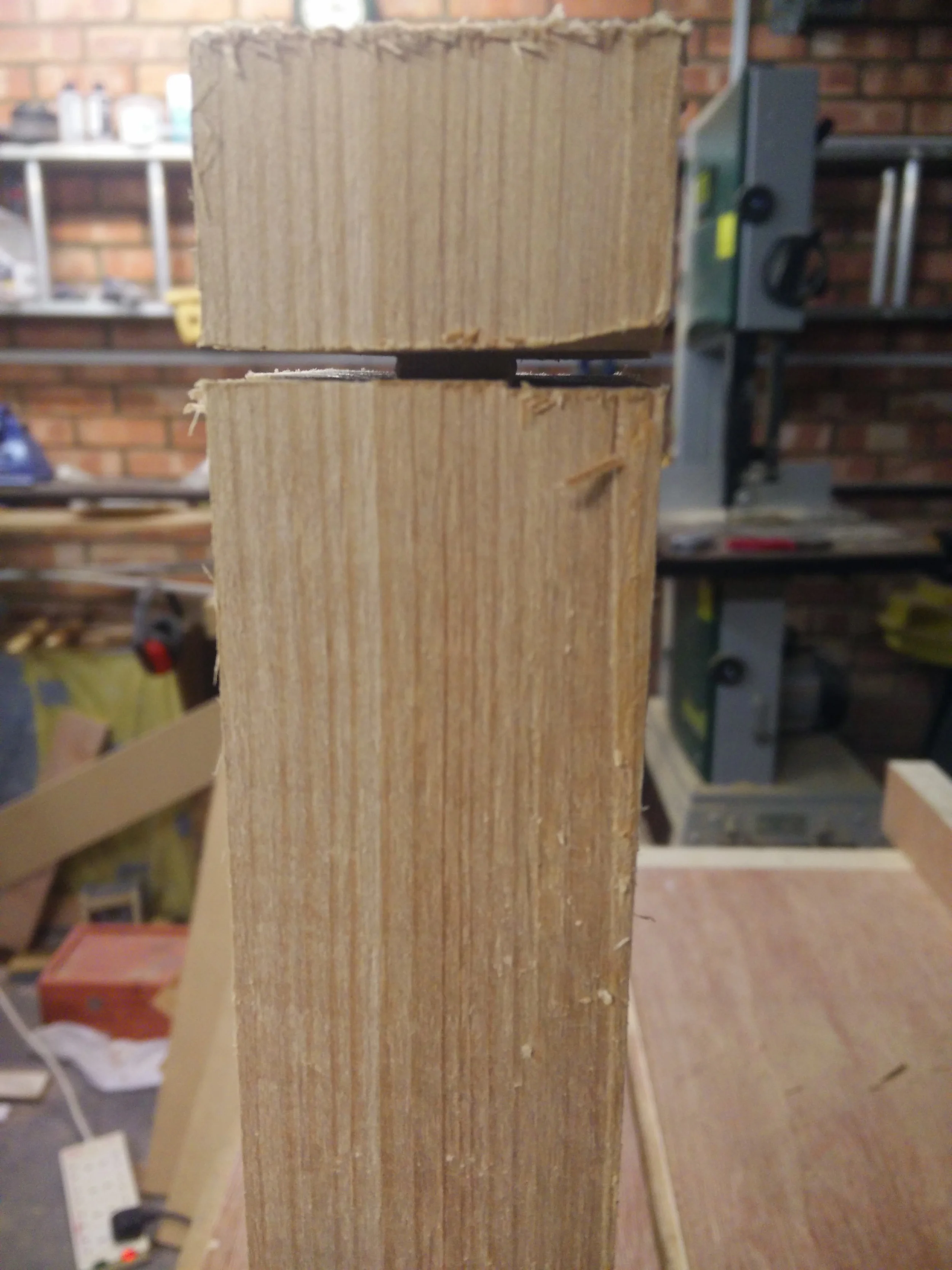 here I've cut all the way around the shoulder of a tenon.