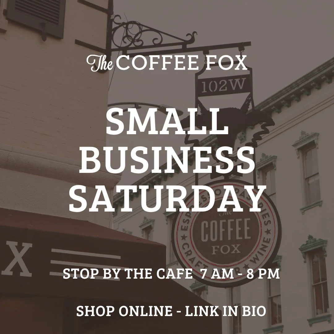 🛍 Shop Small Business Saturday!

Stop by the caf&eacute; tomorrow for coffee and treats, and shop online at the link in our bio for our specialty coffee&mdash;locally roasted in small batches and delivered to your door. 

This is the perfect opportu