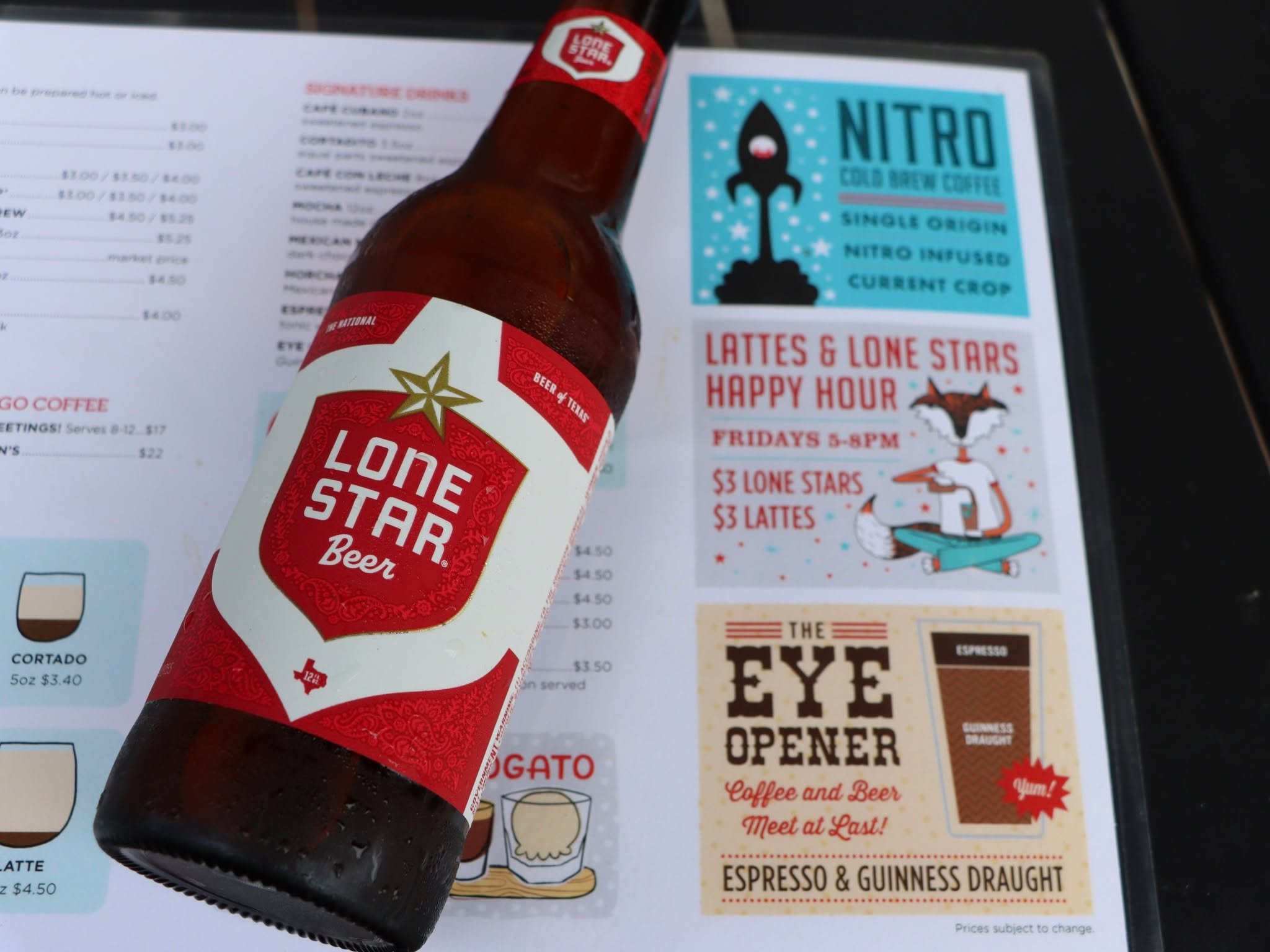 Friday nights = Lattes &amp; Lone Stars! 🍻☕
From 5&ndash;8 PM, enjoy $3 lattes (hot or iced) and $3 Lone Star beers.
Kick off the weekend with an evening at The Coffee Fox.
#TheCoffeeFox #SavannahCoffee #FridayVibes #HappyHourSavannah #LattesAndLone