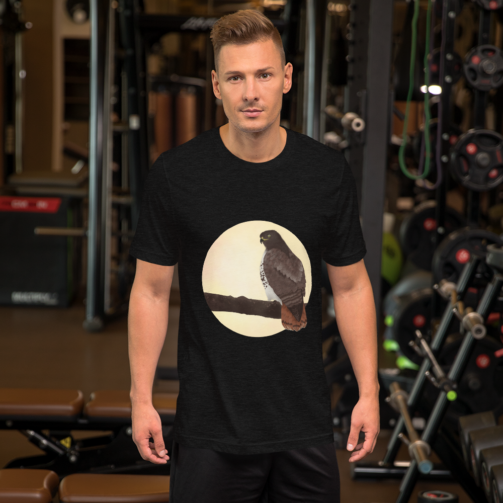 Red-tailed-hawk-3_mockup_Front_Mens-Lifestyle_Black-Heather.png