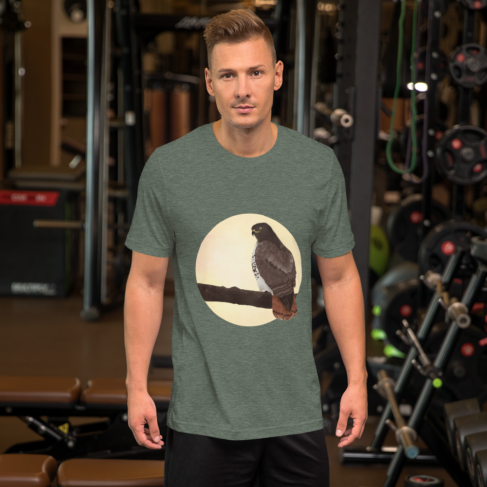 Red-tailed-hawk-3_mockup_Front_Mens-Lifestyle_Heather-Forest.png