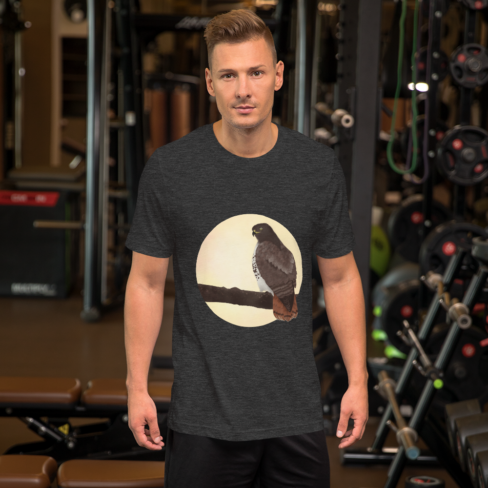 Red-tailed-hawk-3_mockup_Front_Mens-Lifestyle_Dark-Grey-Heather.png