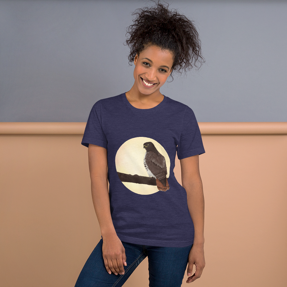 Red-tailed-hawk-3_mockup_Front_Womens-Lifestyle_Heather-Midnight-Navy.png