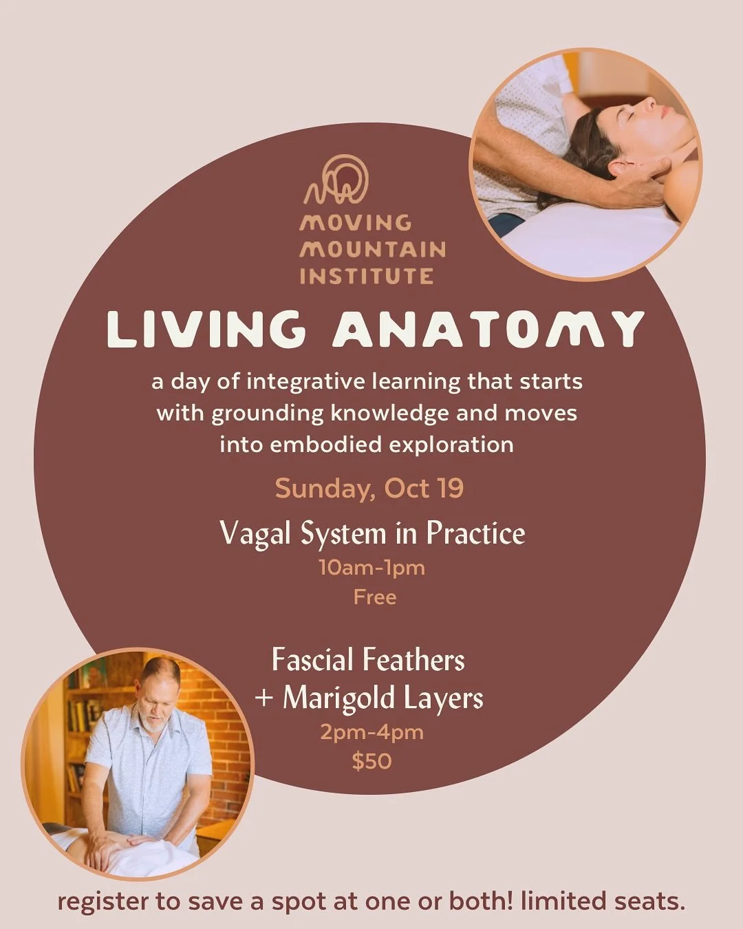 I am thrilled to be hosting a different type of classroom experience for you all!

🗓️Sunday 10/19
AM: 10am - 1pm. Free! 💫
PM: 2pm - 4pm $50 🙌
📍415 N. Killingsworth
Save your spot for one or both at the link in bio!

🧠Vagal System in Practice (fr