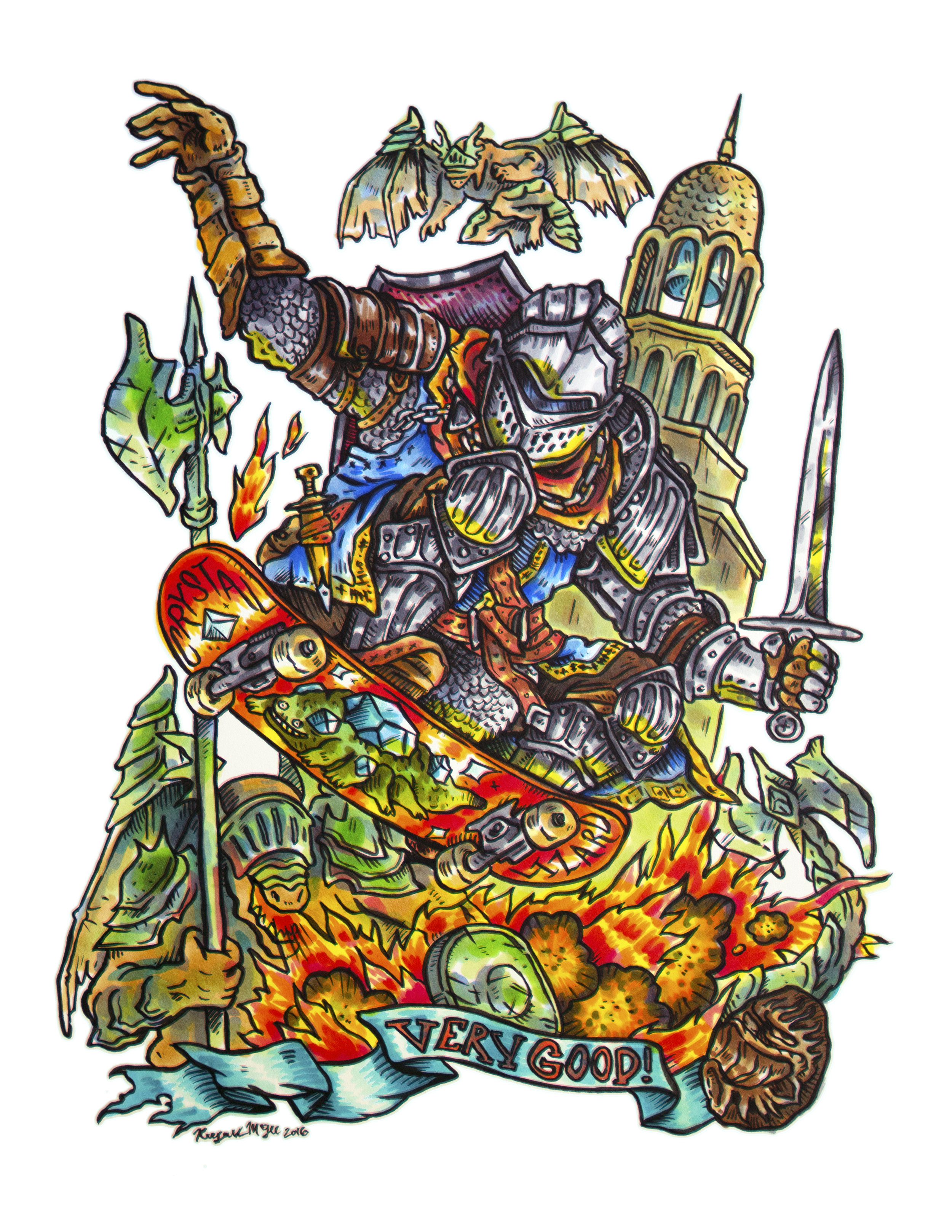 Dark Souls + Skateboard Print