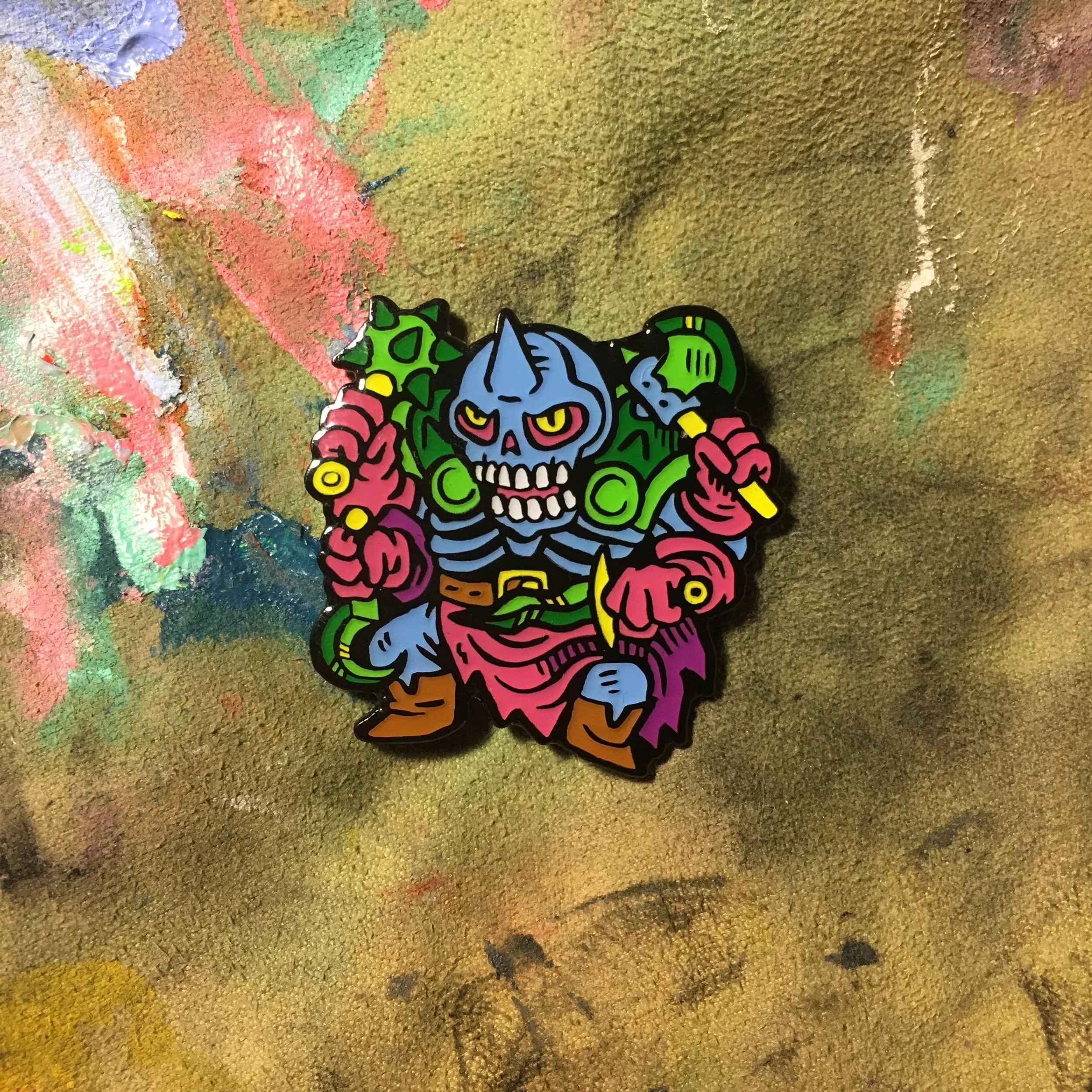 Maniac Skeleton enamel pin