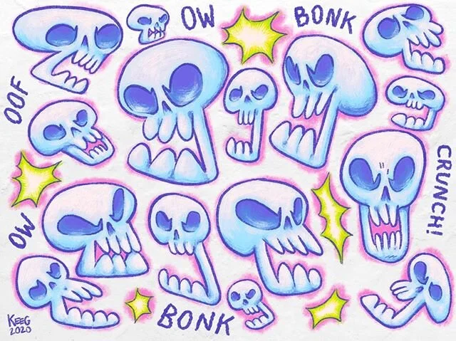 &ldquo;15 Skulls Bonking Into Each Other&rdquo; 2020 #thingsyoumightfindinadungeon #skulls #cute #dungeonsanddragons #procreate #💀