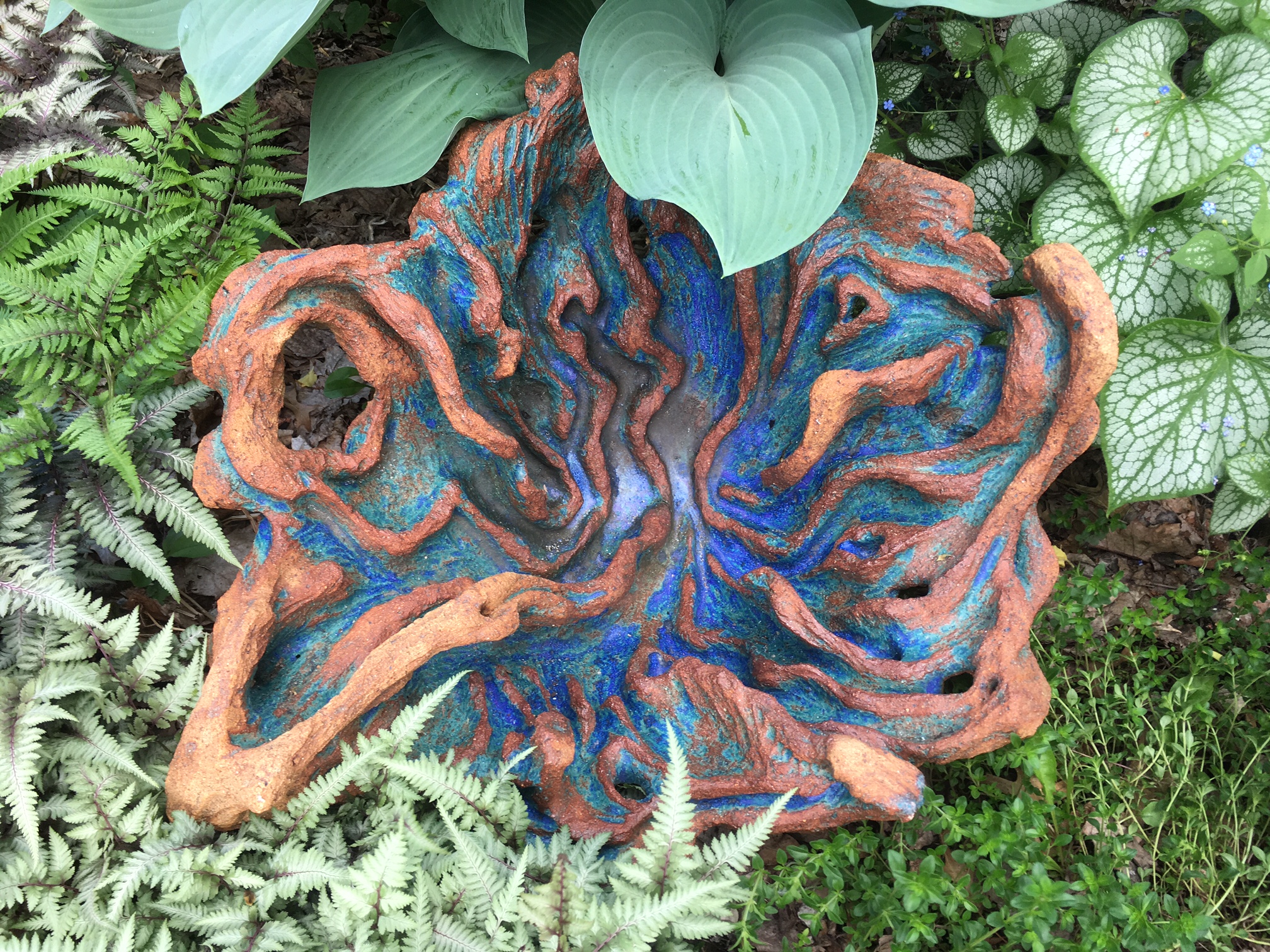 Carved garden bowl
