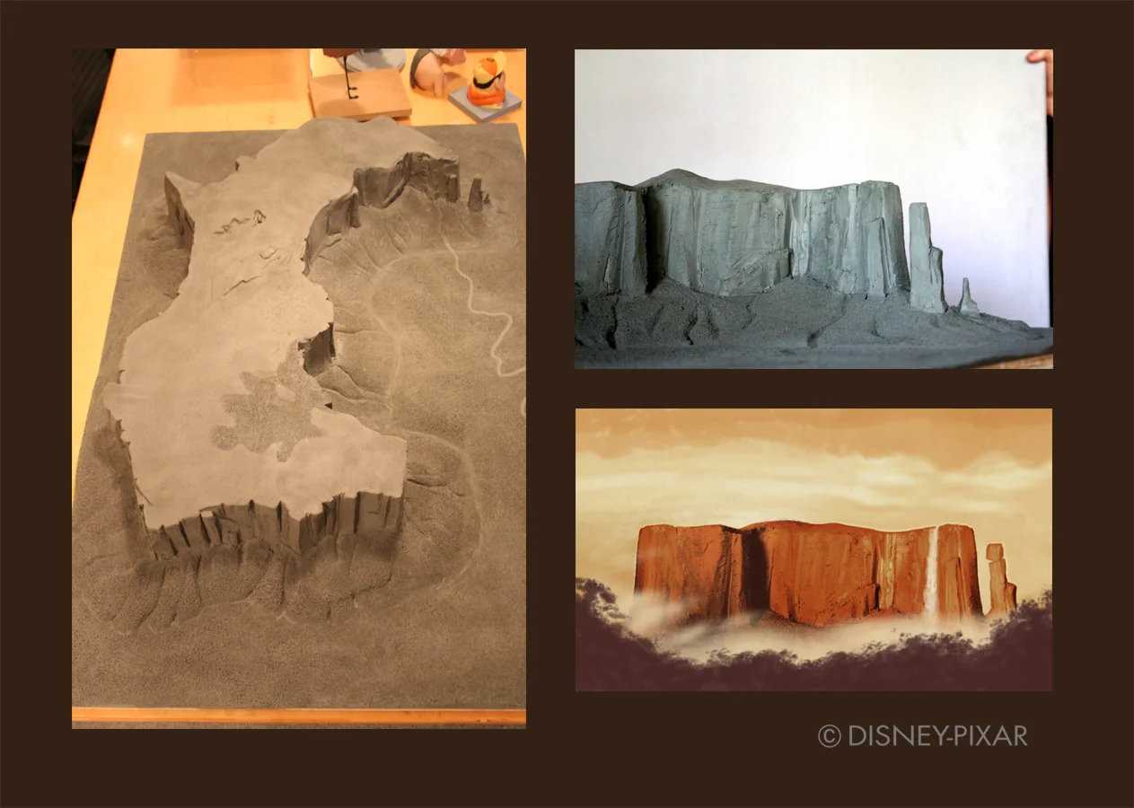 Working from the preproduction sculpt I created the Tepui photograph (lower right) for newspaper and magazine clippings.