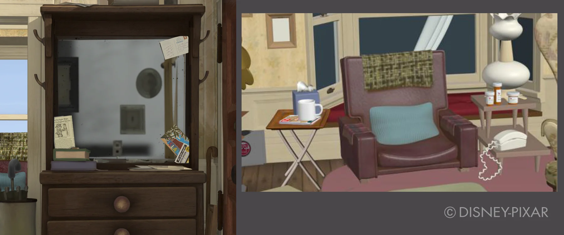Layout screen shots of Carl's front foyer and living room for graphics placement.