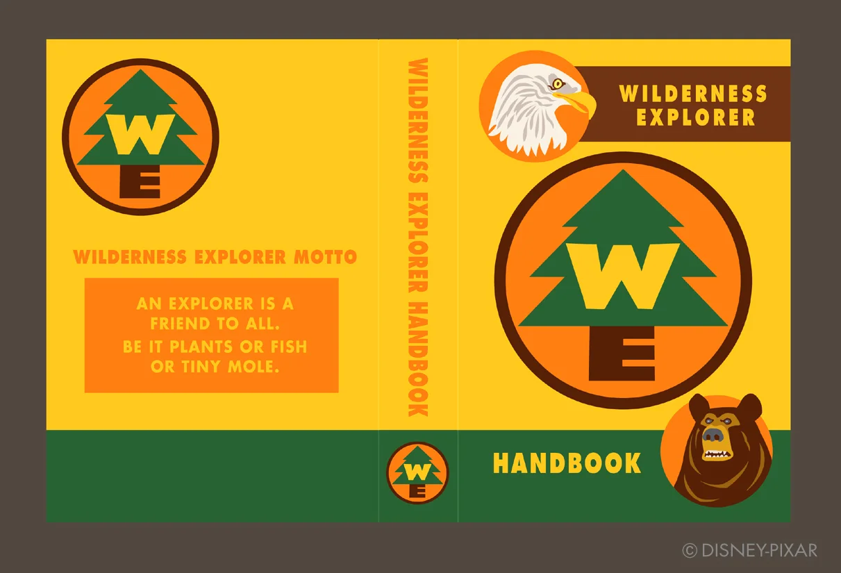 Final cover design. At one point in the story, Russell was going to explain the jet stream to Carl using a spread from his Manual.