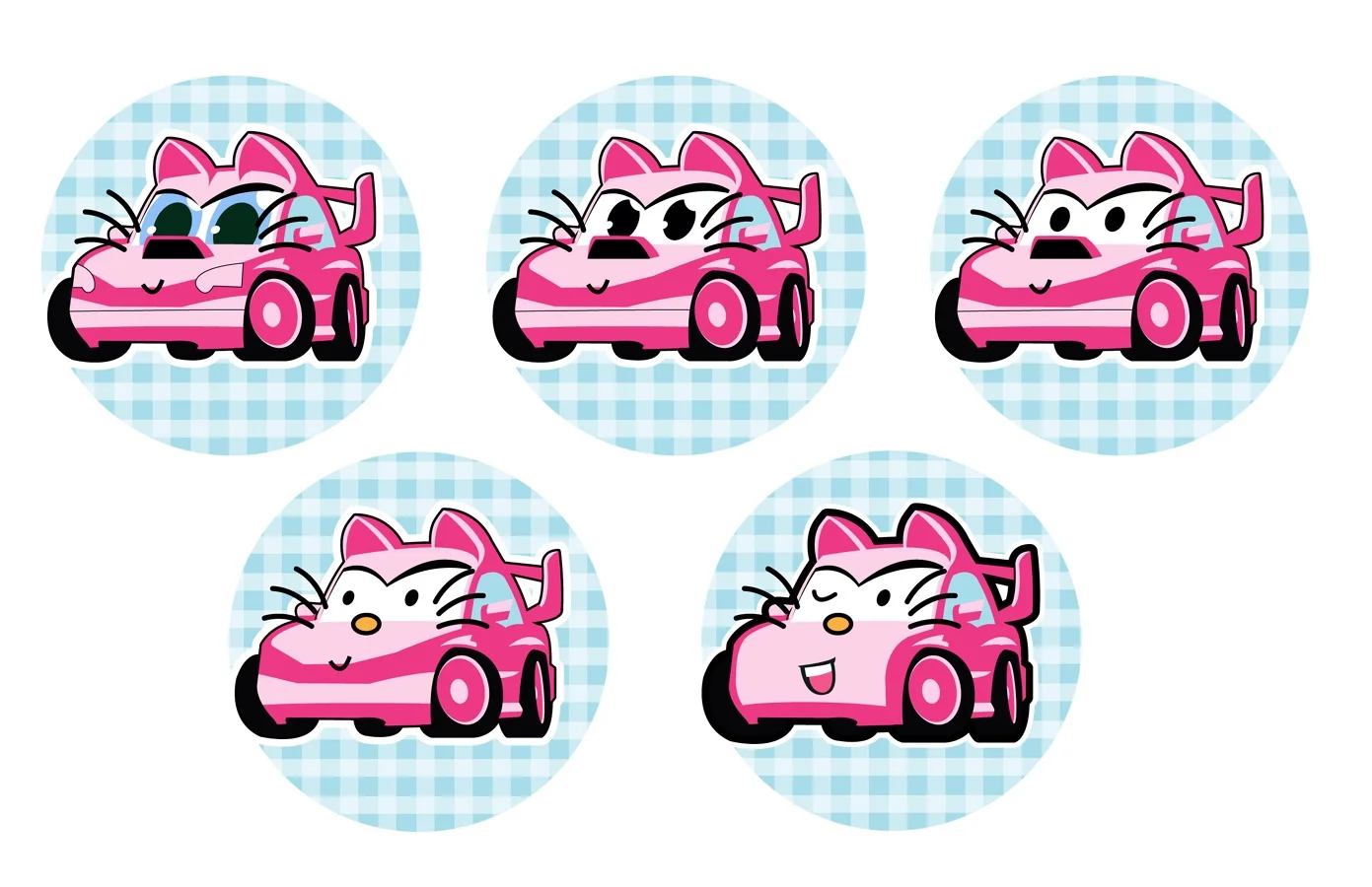 Background chibi and hello kitty cars.