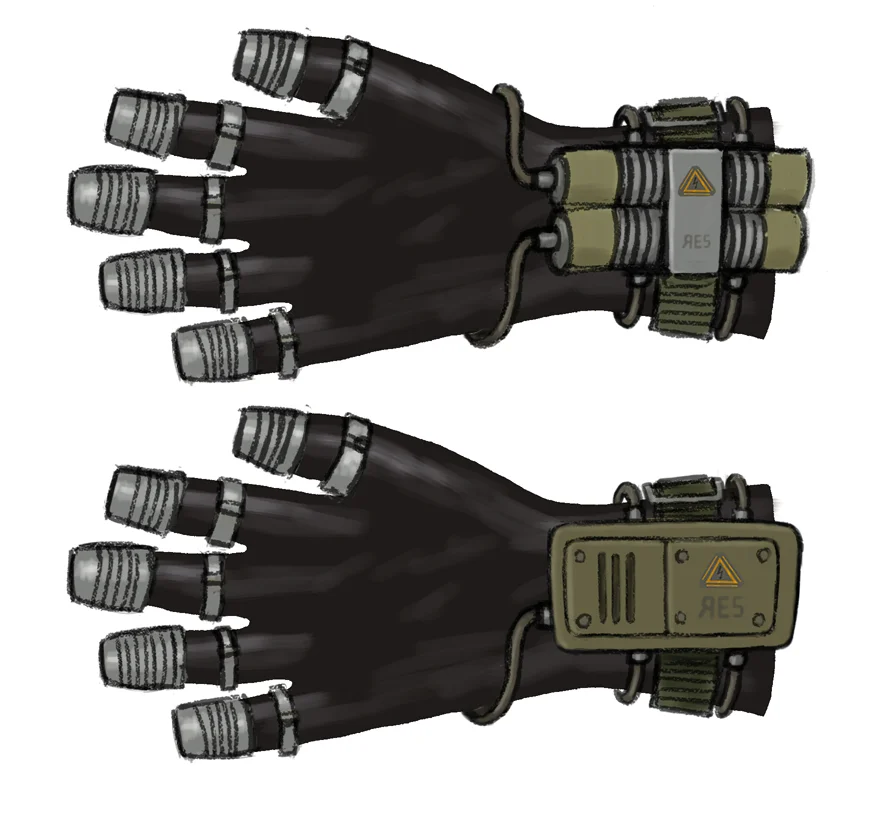 Concept art for the back of the Mag Glove prop.