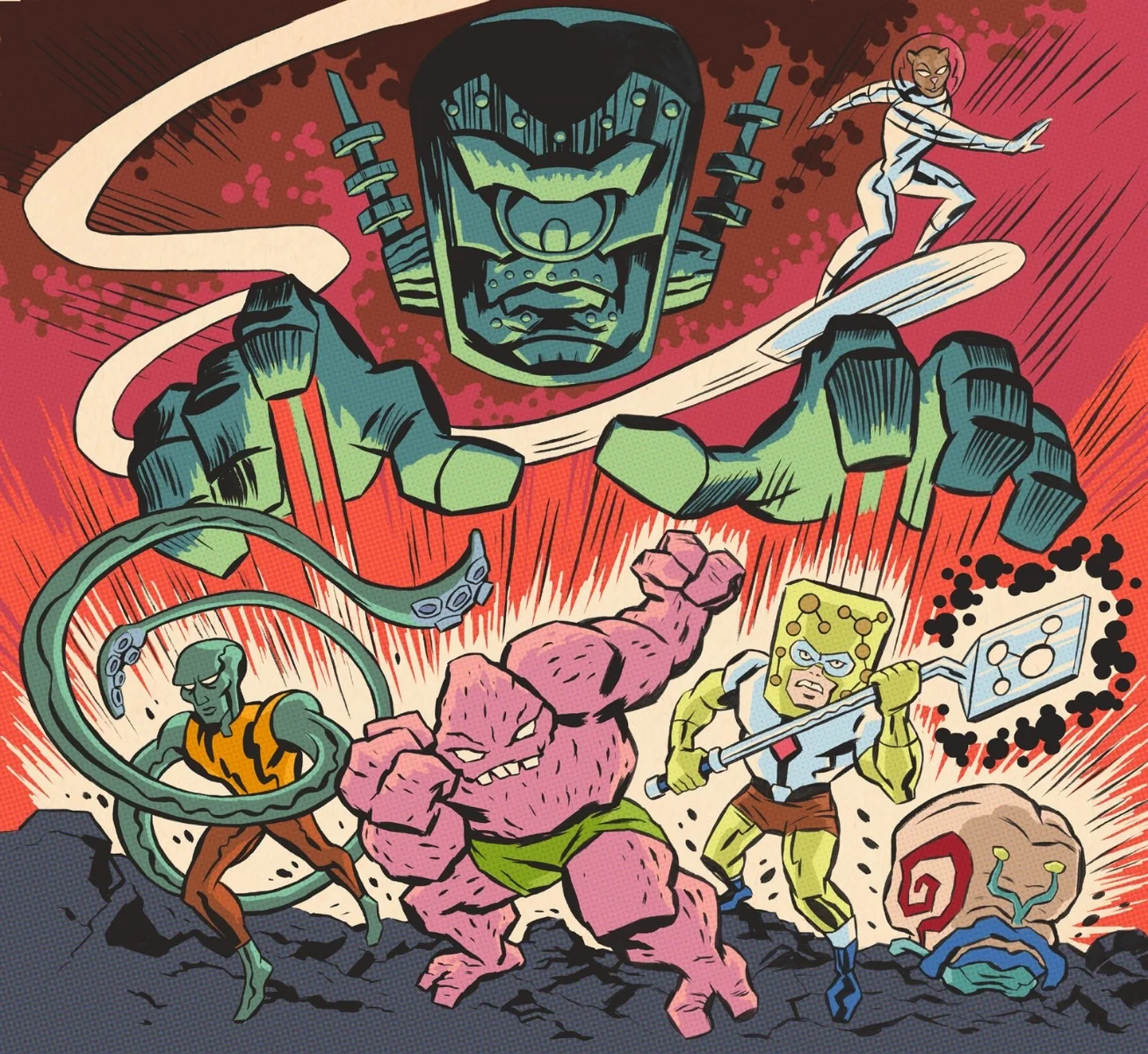 "What if Jack Kirby designed the SpongeBob characters?" for Nickelodeon magazine.