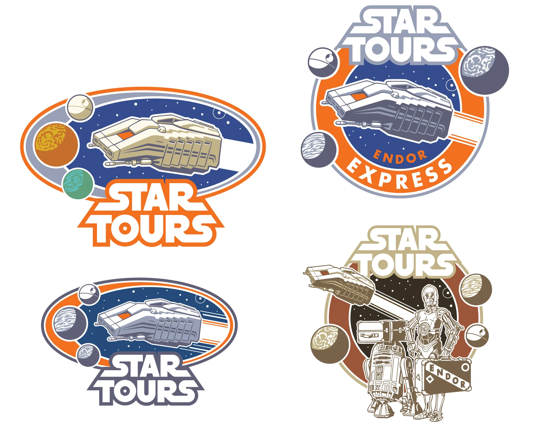 StarTours logo redress concepts for Walt Disney World attraction.