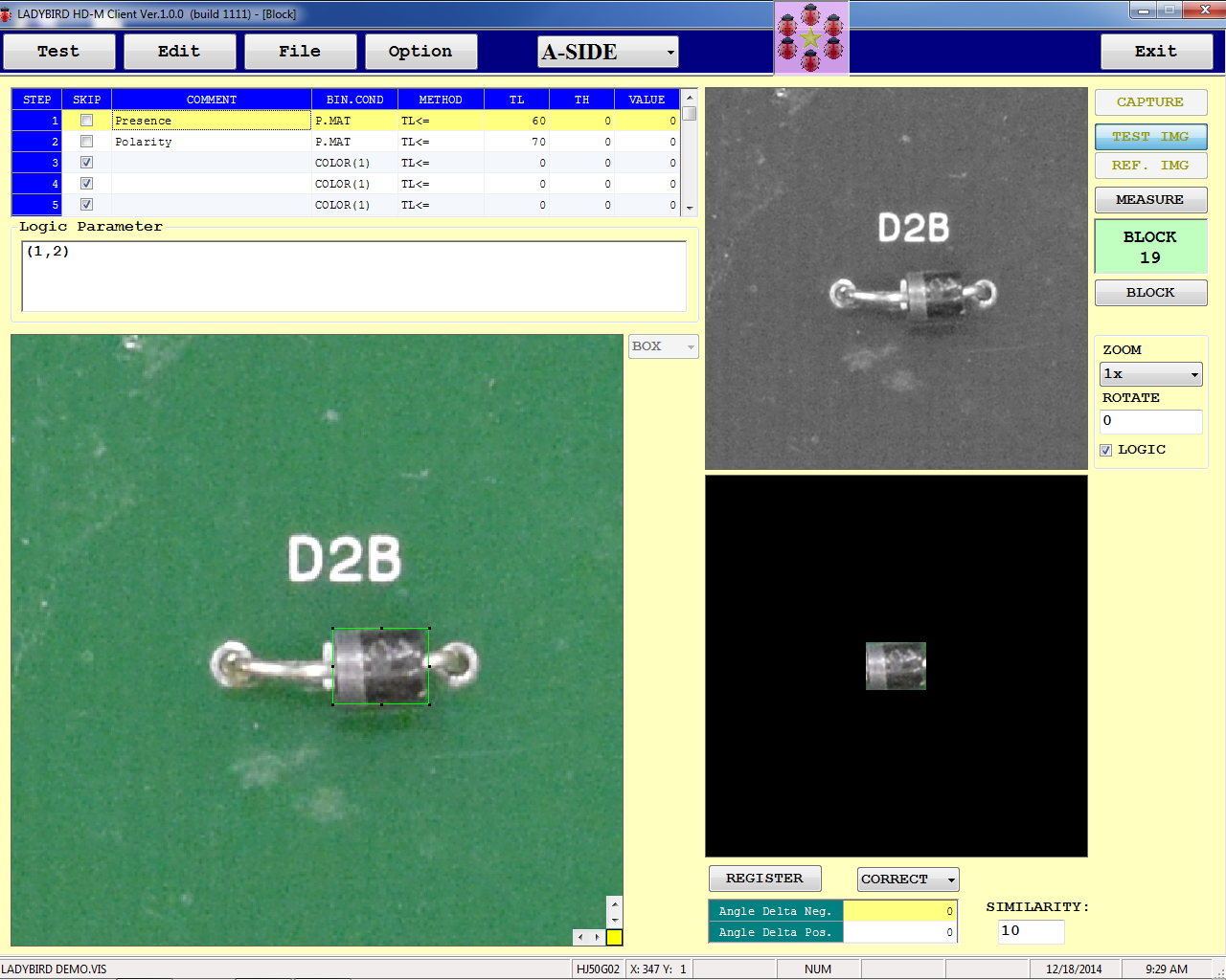 Correct position on diode and check for polarity