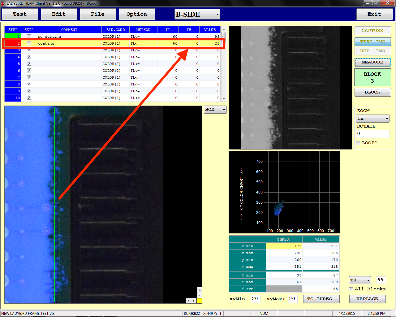 Coating overspray testing failed % of coating threshold.png