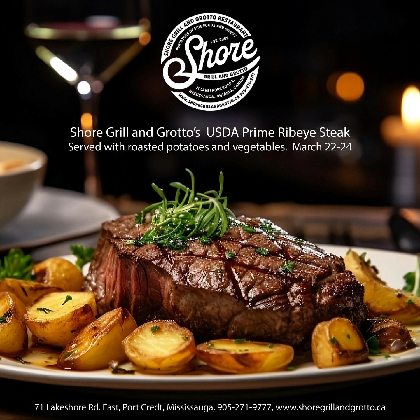 Treat yourself to a mouthwatering USDA prime ribeye steak, grilled to perfection just the way you like it. Served with savory roasted potatoes and crisp, flavorful vegetables, it's a feast fit for a king or queen!