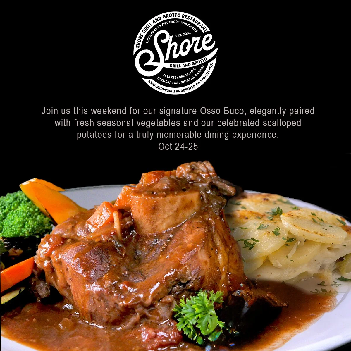 Join us this weekend for our signature Osso Bucco Special! 🍷 Enjoy incredible food, great company, and the excitement of the Blue Jays in the World Series. Don&rsquo;t miss a night of amazing flavors and unforgettable fun! ⚾️✨