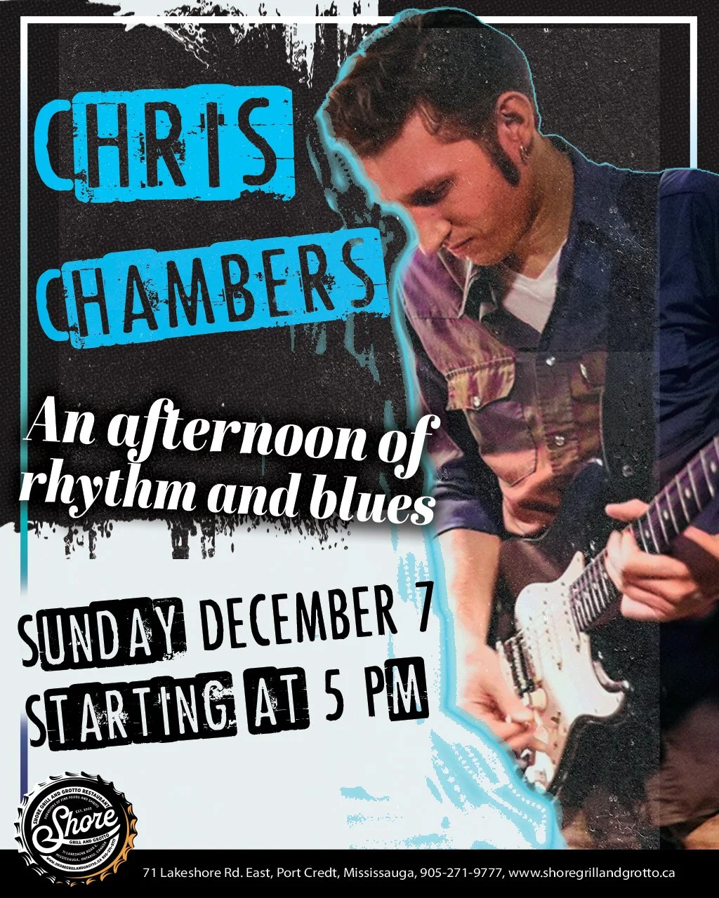 Join us today at Shore Grill and Grotto for an afternoon of smooth rhythm &amp; blues with the incredible Chris Chambers, starting at 5 PM! 🎶✨
Relax with great music, savour our delicious food, and soak in the unbeatable atmosphere right here IN The