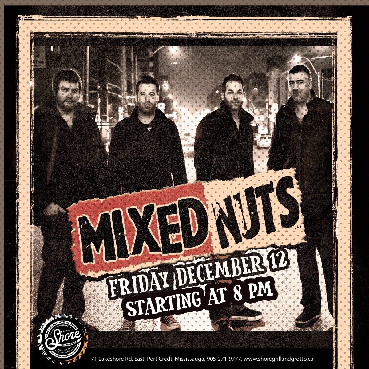 Tonight at Shore Grill and Grotto, the amazing Mixed Nuts hit the stage! 🎶 It&rsquo;s the perfect night to soak in the magic of the season&mdash;Christmas is less than two weeks away, so get out, celebrate, and enjoy everything Port Credit has to of