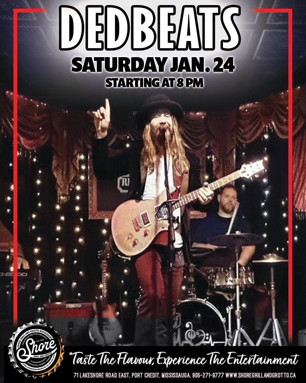 🎶 TONIGHT at Shore Grill and Grotto! 🎶
Beat the cold and heat up your night in the heart of Port Credit 🌊
Join us this evening for the talents of 🎸 The Dedbeats &mdash; a great live band guaranteed to be enjoyed!
🍽️ Featured on the menu: our pop
