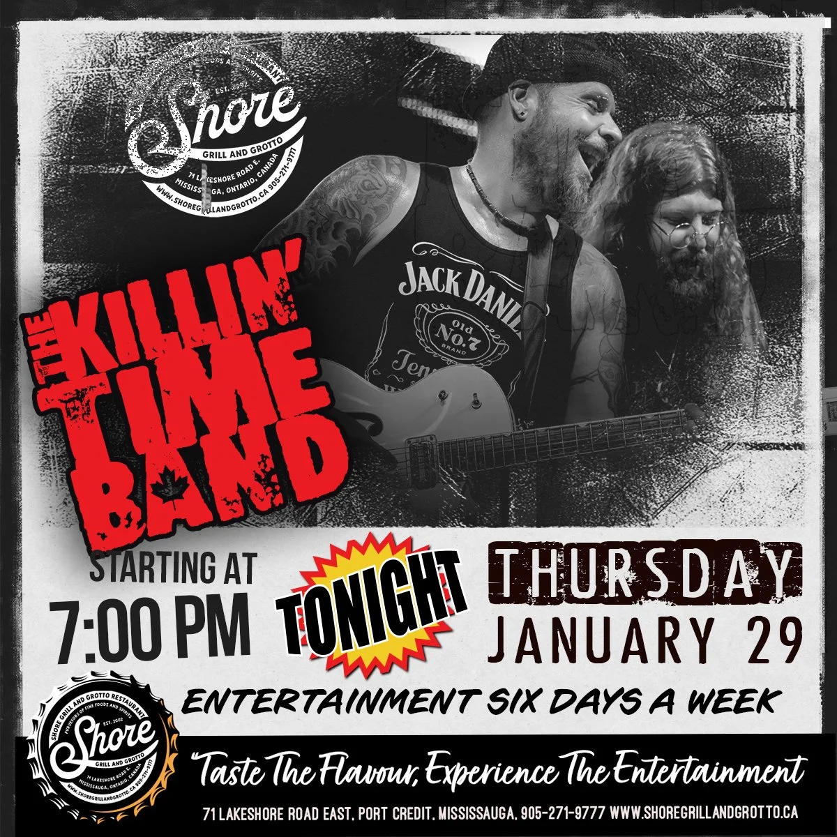 Looking for the best way to kick off your weekend? We&rsquo;ve got the heat, the beats, and the eats tonight at Shore Grill and Grotto.
🎤 Tonight&rsquo;s Live Music
We are thrilled to welcome back the ever-popular "Killin&rsquo; Time Band!&quot