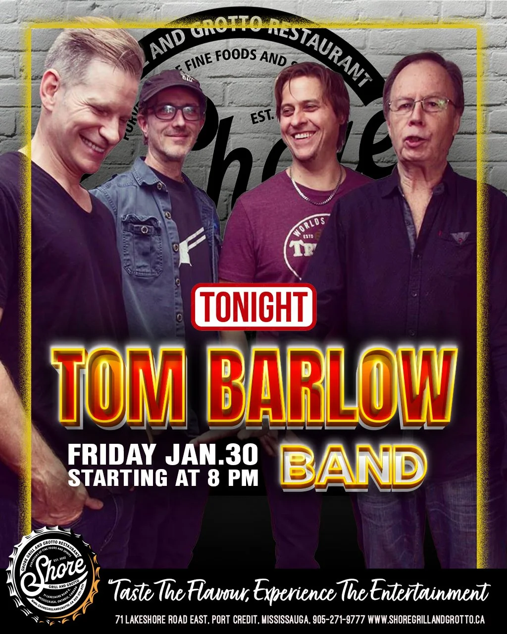 Stay warm and get cozy tonight at Shore Grill and Grotto! 🎸❄️
It might be chilly outside, but the Grotto is the perfect place to warm up. We&rsquo;ve got the incredible Tom Barlow Band taking the stage tonight, and we&rsquo;d love to have you join u