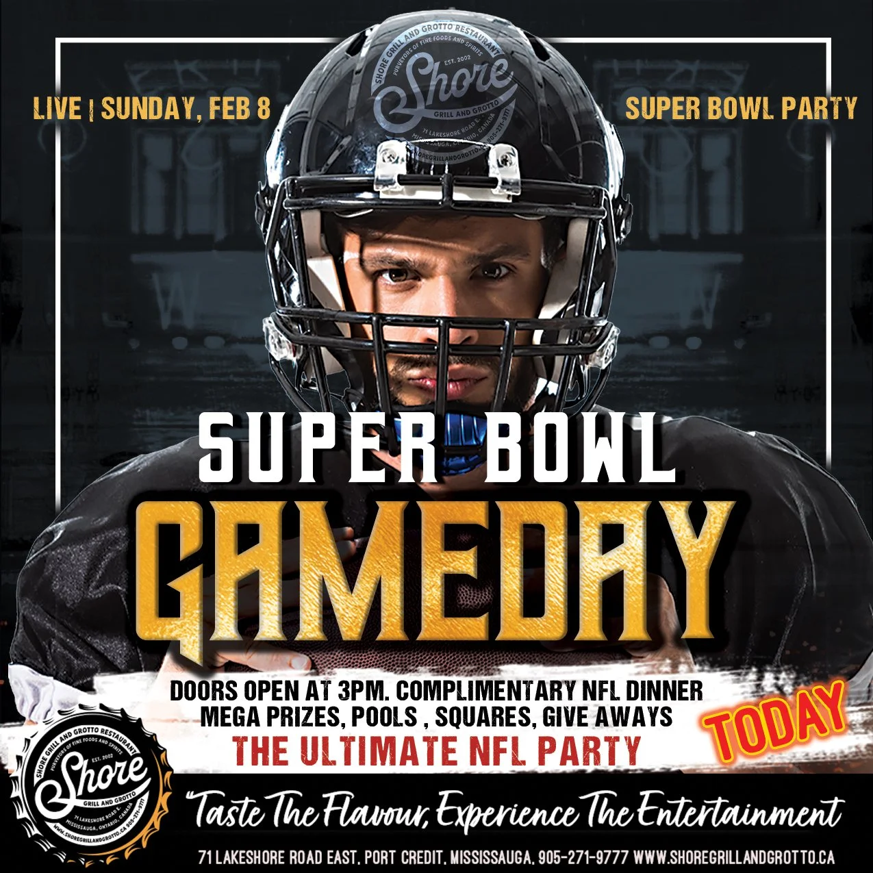 🏈🎉 SUPER BOWL PARTY DAY at Shore Grill and Grotto! 🎉🏈
Today&rsquo;s the day! Our annual Super Bowl Party is HERE and this is the one you don&rsquo;t want to miss.
✨ Amazing prizes, polls &amp; giveaways all game long
🥪 Complimentary NFL dinner f