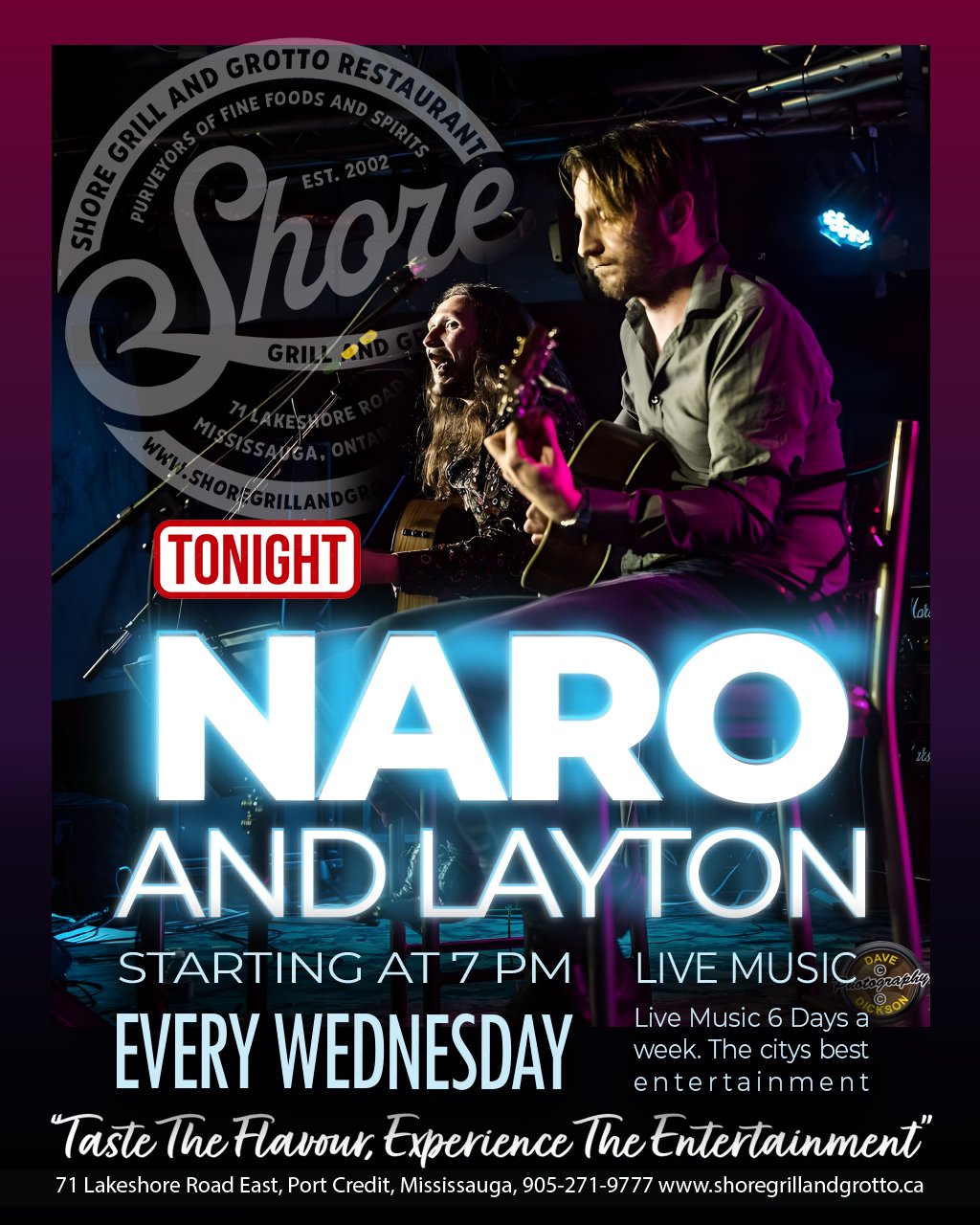 🎶🌊 TONIGHT at Shore Grill and Grotto! 🌊🎶
Join us for an amazing night with Naro and Layton &mdash; the talented musicians you can enjoy every Wednesday! 🎤🎸 Great music, great vibes, and the perfect midweek night out!
🍽️ Come hungry! We&rsquo;v