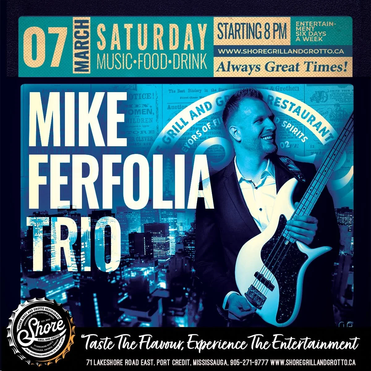 Join us tonight at Shore Grill &amp; Grotto for an amazing evening of food, music, and great vibes! 🎶🍽️
We&rsquo;re looking at a beautiful 14&deg;C evening, making it the perfect night to get out and enjoy the Port. Grab your friends, family, or ev