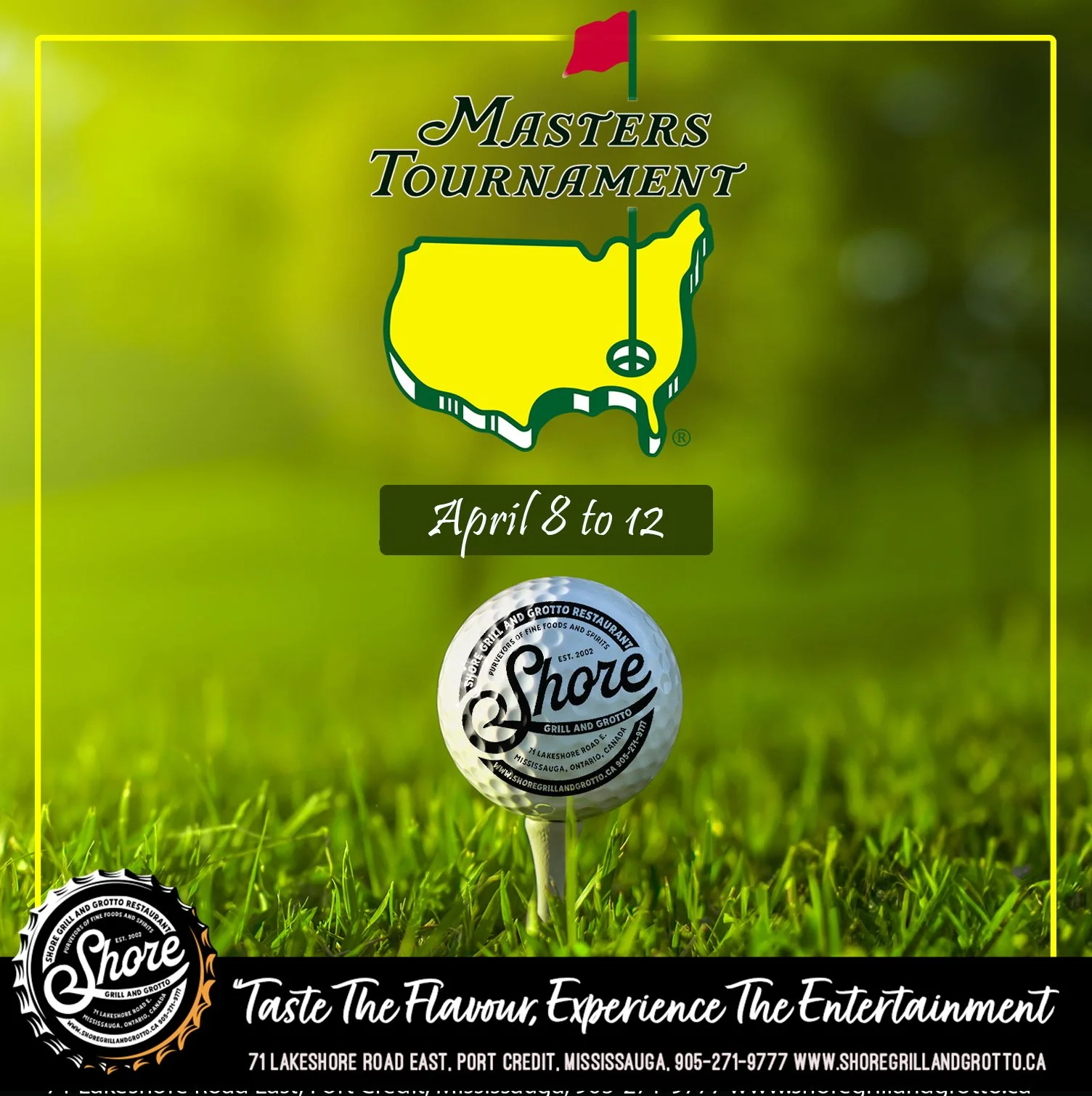 Get into the swing of things at Shore Grill &amp; Grotto for the Masters Golf Tournament! ⛳️
Catch every drive, chip, and putt on our big screen TVs while enjoying our exclusive Masters food specials. Take it outside to our fully heated back patio wi