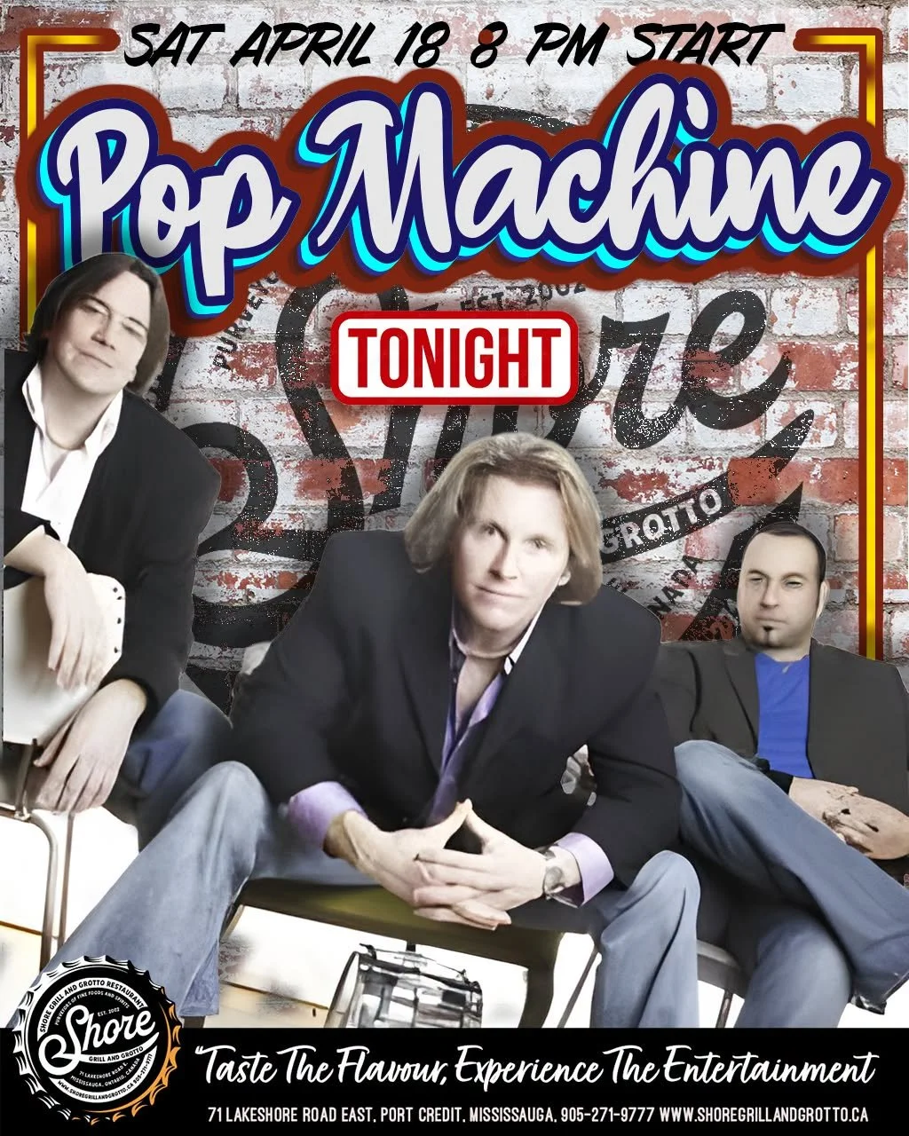 🎶 Tonight at Shore Grill and Grotto 🎶
It&rsquo;s shaping up to be a beautiful evening with temperatures around 15&deg;C &mdash; the perfect excuse to get out and enjoy some live music, great food, and good company!
🔥 We&rsquo;ve got Pop Machine in