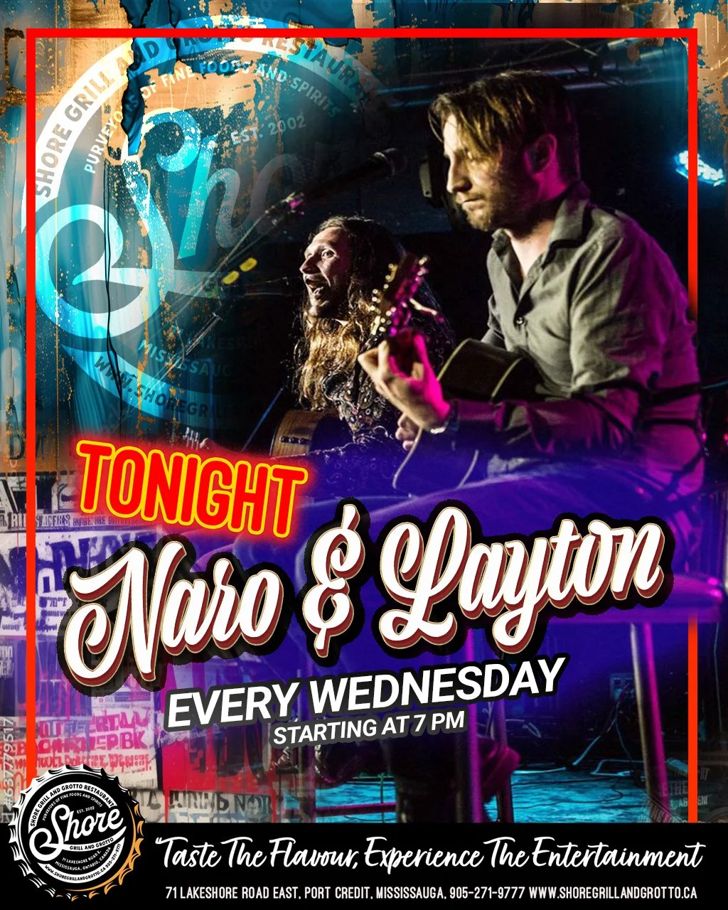 It&rsquo;s a perfect night to get out and enjoy everything Port Credit has to offer 🌊✨
Join us at Shore Grill and Grotto for an upbeat evening with Naro and Layton taking the stage &mdash; it&rsquo;s always a great hump day when they&rsquo;re in the