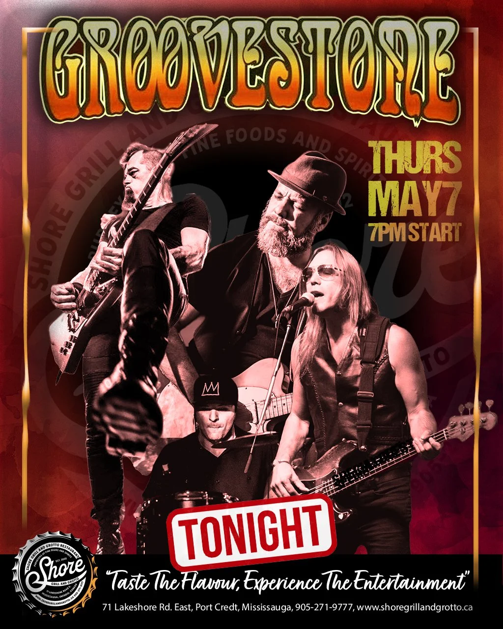 🎶✨ Join us TONIGHT at Shore Grill and Grotto for an unforgettable night of live music, great vibes, and amazing food!
We&rsquo;re bringing you the incredible sounds of Groovestone &mdash; one of the top bands to ever hit our stage! 🎤🔥 If you&rsquo