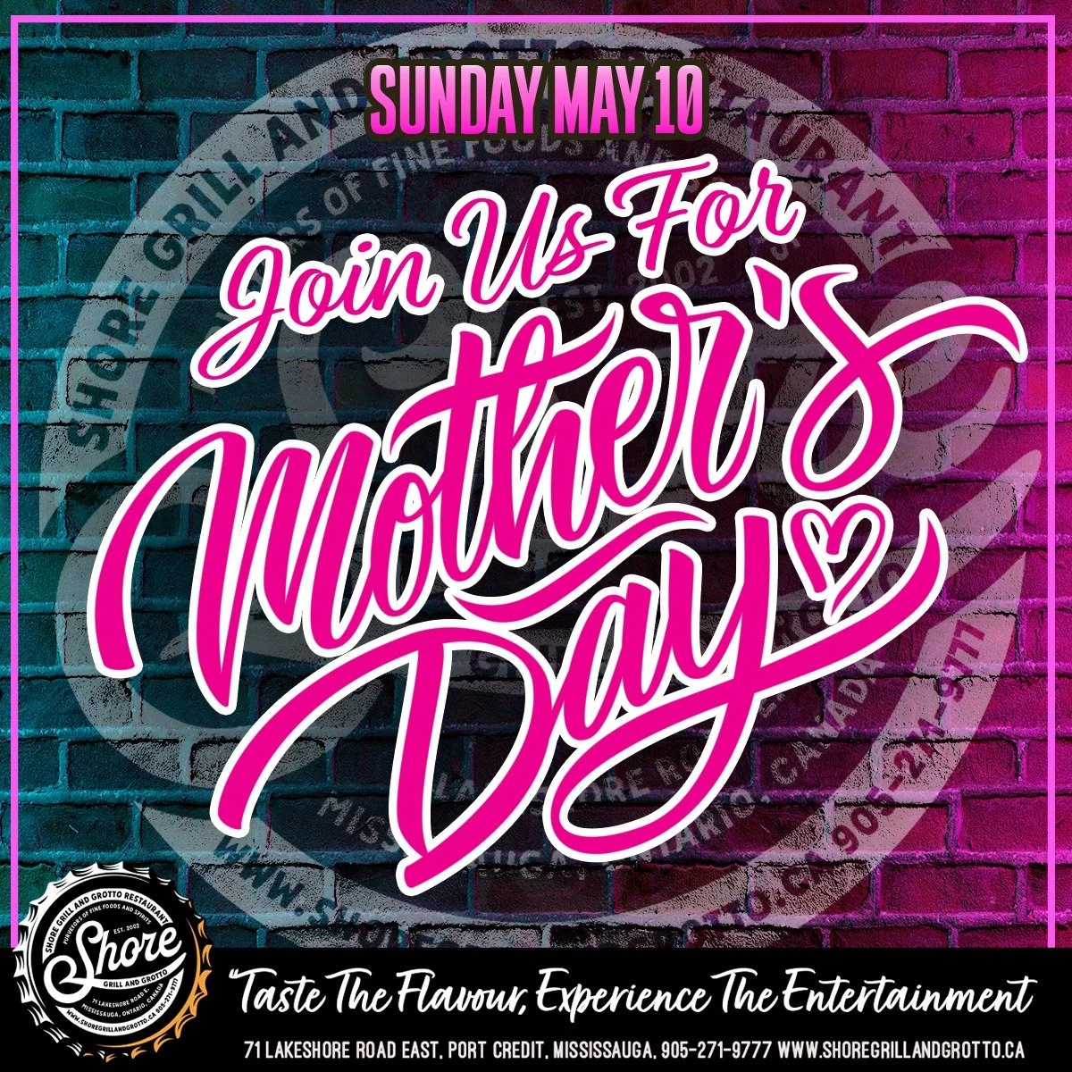 🌸 Celebrate Mother&rsquo;s Day with us this Sunday at Shore Grill and Grotto! 🌸
Treat Mom to a day filled with delicious food, great drinks, live entertainment, and unforgettable waterfront vibes 🌊✨ We&rsquo;re ready to make her day extra special!