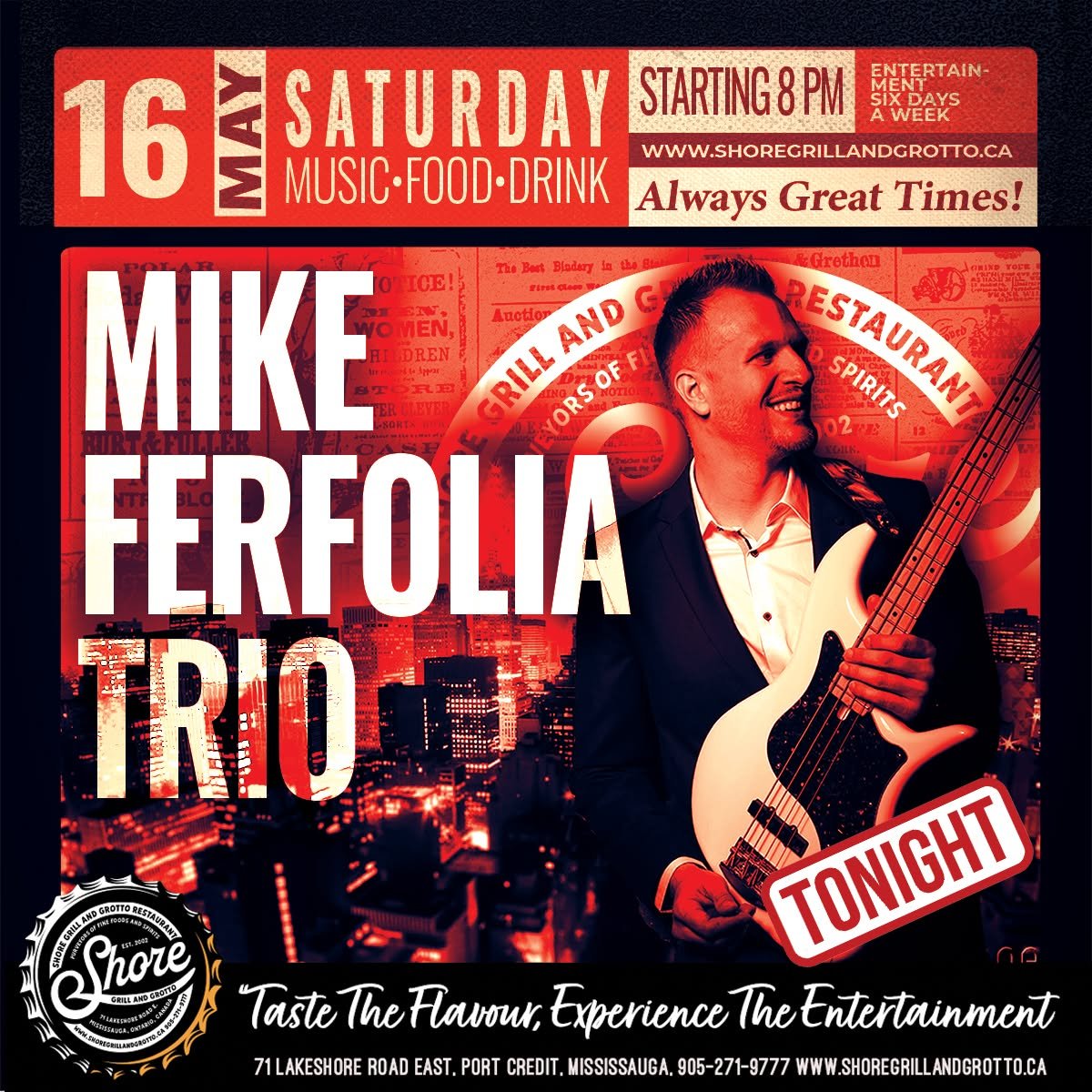 ☀️ Finally, a beautiful day in the Port! With temperatures hitting 23 degrees today, it&rsquo;s the perfect time to soak up the sunshine on our patio at Shore Grill and Grotto! 🍹🌴
Join us tonight for live entertainment from the incredible Mike Ferf