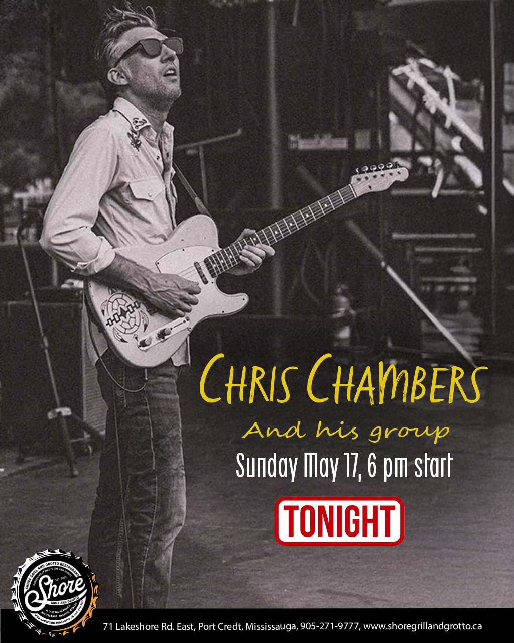 🎶 Great weather, cold drinks, amazing food, and LIVE blues tonight at Shore Grill and Grotto! 🌞🍹🎸
Join us on the patio this evening for an incredible live performance by the talented blues musician Chris Chamber! Nothing better than good vibes by