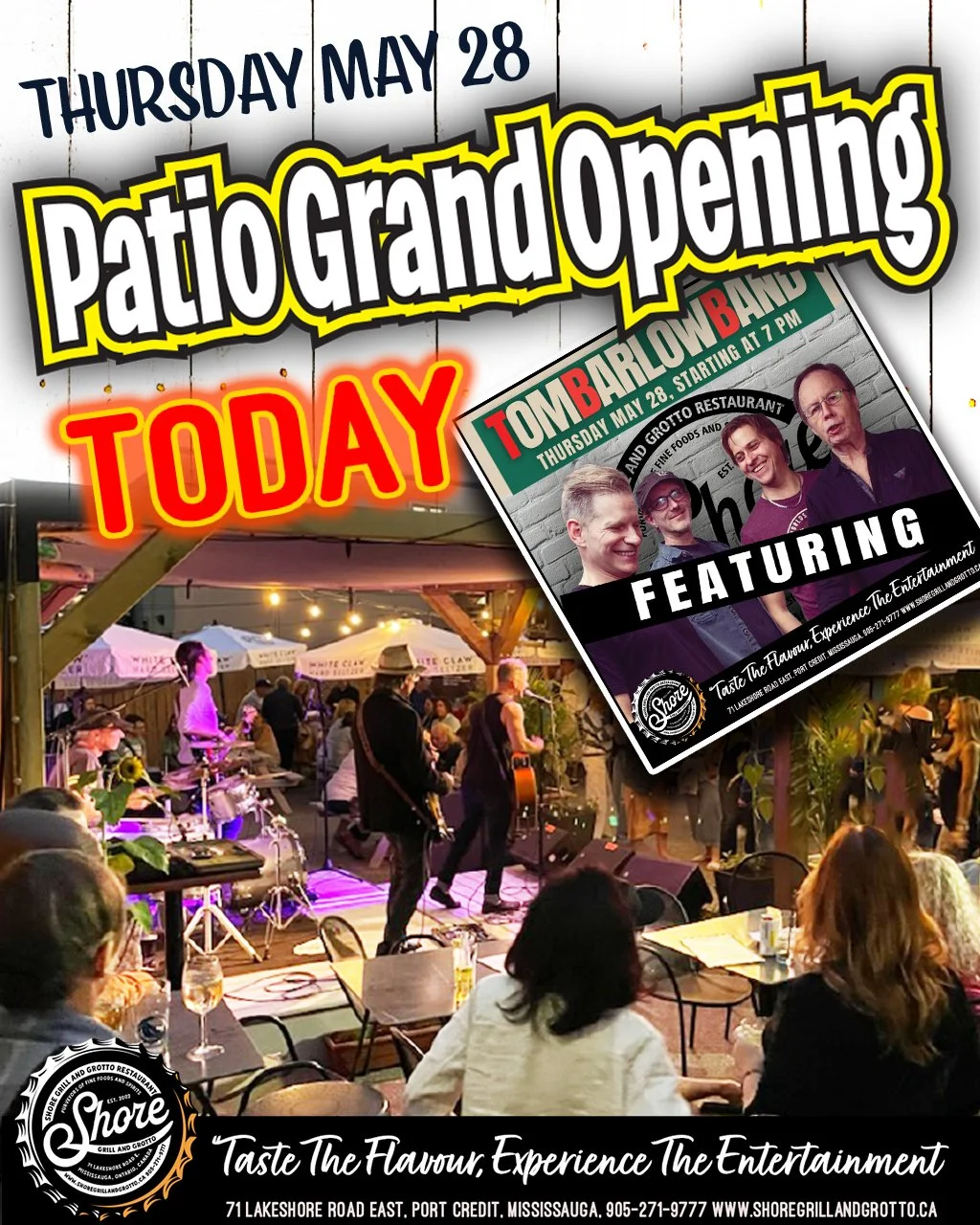 ☀️ Summer is finally here!!! ☀️
Join us tonight at Shore Grill and Grotto as we officially open the back patio for the season! 🍹🎶🌴
We&rsquo;re kicking things off with live music from the Tom Barlow Band, amazing food, great drinks, good vibes, and