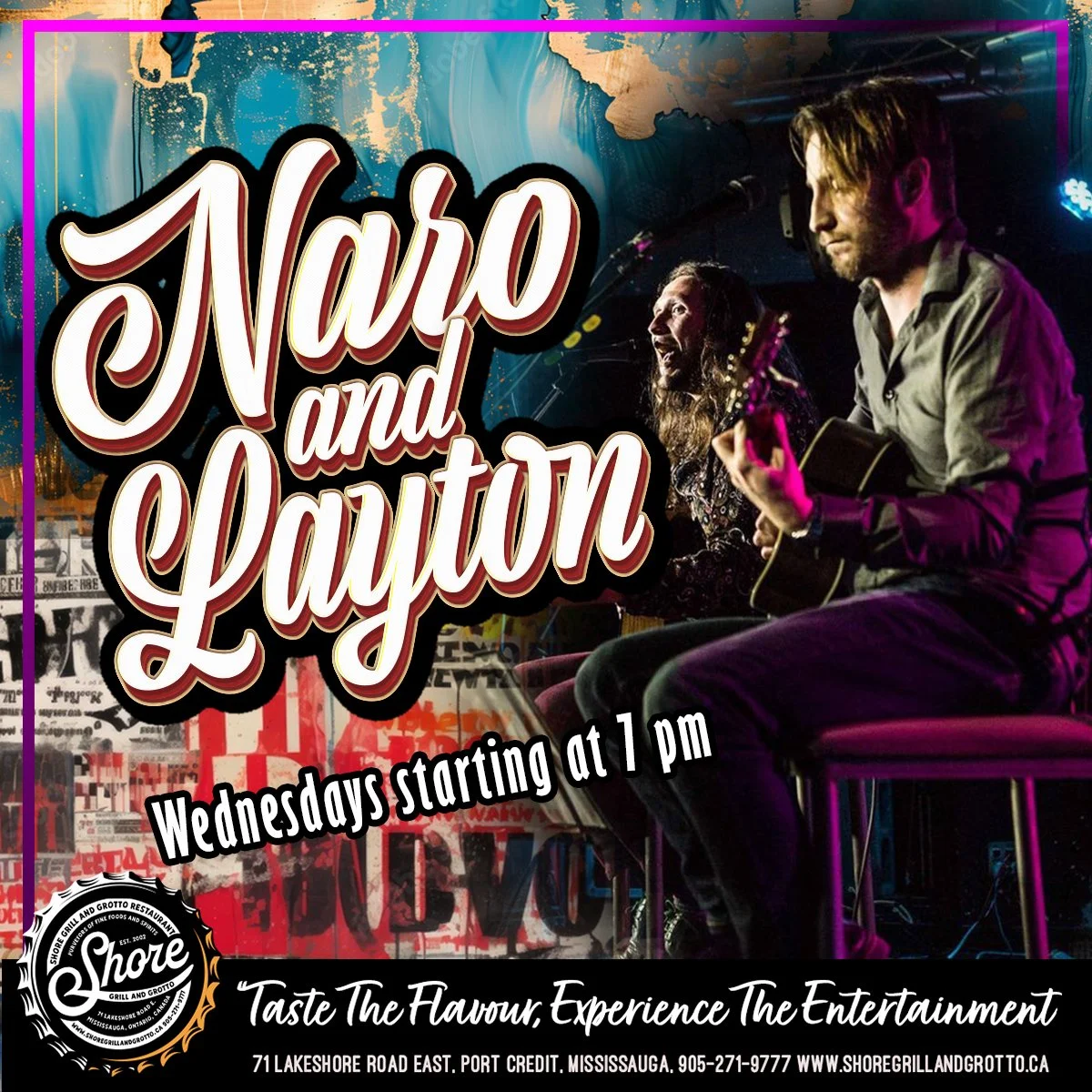 🎶 Wednesdays are better at Shore Grill and Grotto! 🎶
Join us every Wednesday evening for an unforgettable night of live music featuring the talented Naro &amp; Layton. There's nothing better than enjoying great food, refreshing drinks, and amazing 