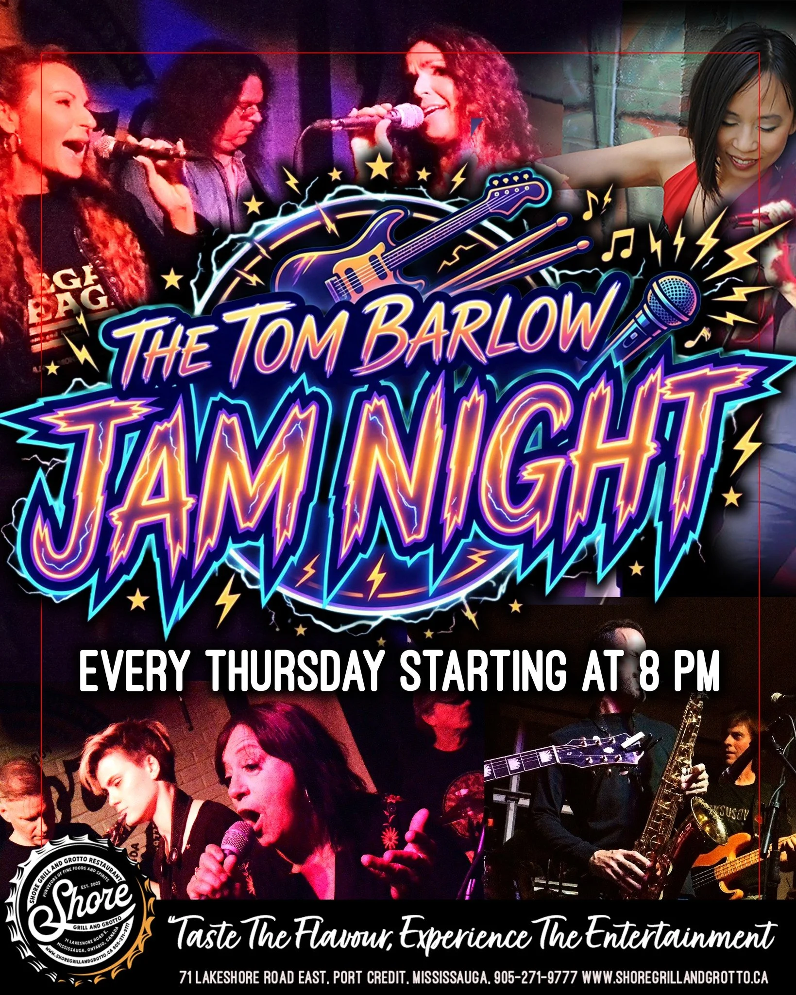 🎶🌟 MONDAY NIGHT LIVE AT SHORE GRILL &amp; GROTTO! 🌟🎶
Join us every Monday for the legendary Tom Barlow Jam Night!
Have you ever wanted to get up on stage and share your talent? Here's your chance! Bring your instrument, your voice, or simply your