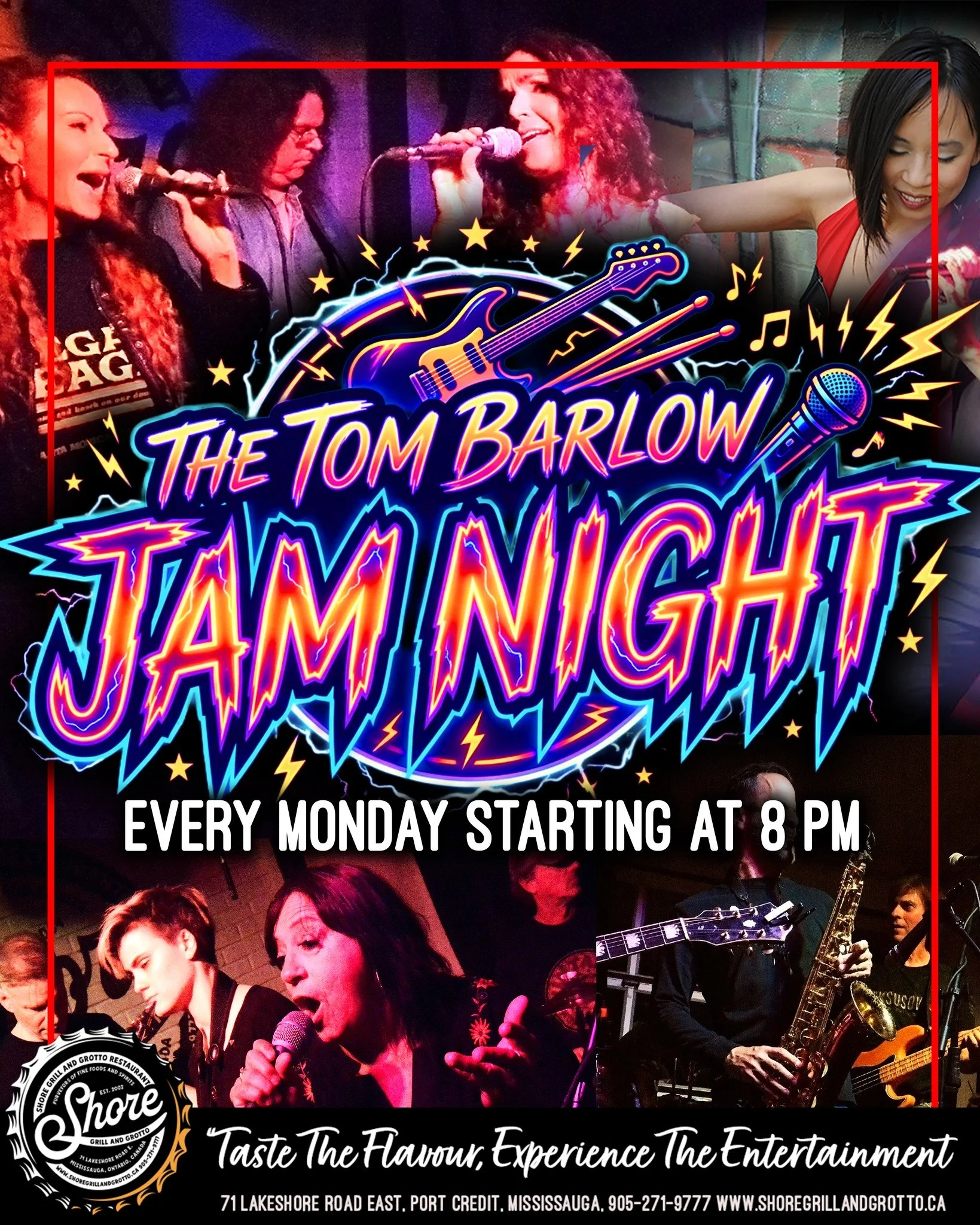 🎶🌟 MONDAY NIGHT LIVE AT SHORE GRILL &amp; GROTTO! 🌟🎶
Join us every Monday for the legendary Tom Barlow Jam Night!
Have you ever wanted to get up on stage and share your talent? Here's your chance! Bring your instrument, your voice, or simply your